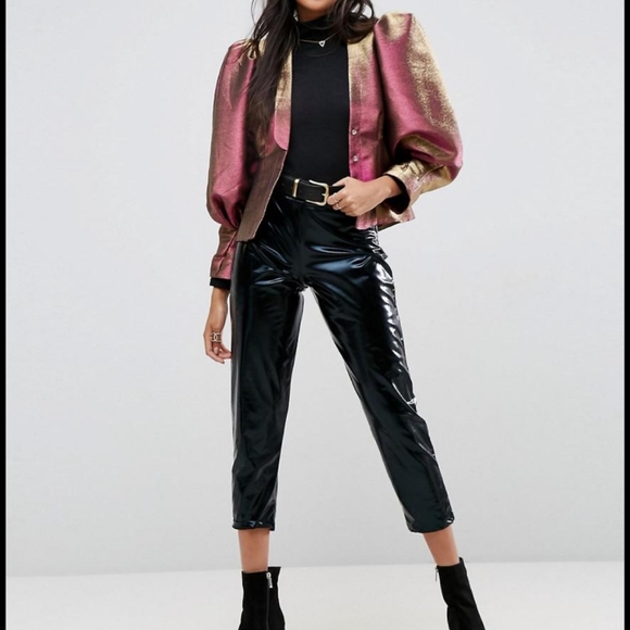 ASOS Jackets & Blazers - Asos Puff Sleeve Jacket In Jacquard With Shoulder Pads Pink US 12 (UK16)Nwt.